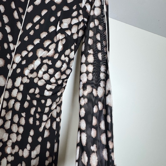 NWOT‎ Maggy London Mesh Printed Long Sleeved Fit Flare ALine Midi Dress Sz 8 - Picture 12 of 14